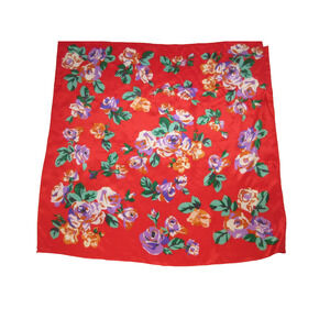 ECHO 100% Silk Floral Red/Multi-color Square Scarf